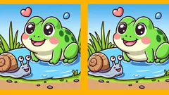 Hlavolam: Najdete 3 rozdíly na obrázku se žábou a šnekem za 17 sekund?